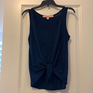 Blue knotted tank top
